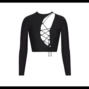 Skims Lace Up Long Sleeve Top XS